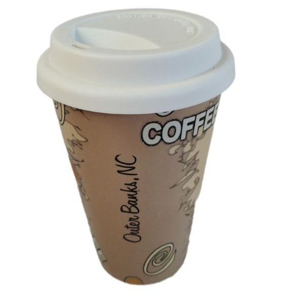 Ceramic Coffee Travel Tumbler Mug Cup 12 oz OUTER BANKS NORTH CAROLINA - Picture 12 of 12